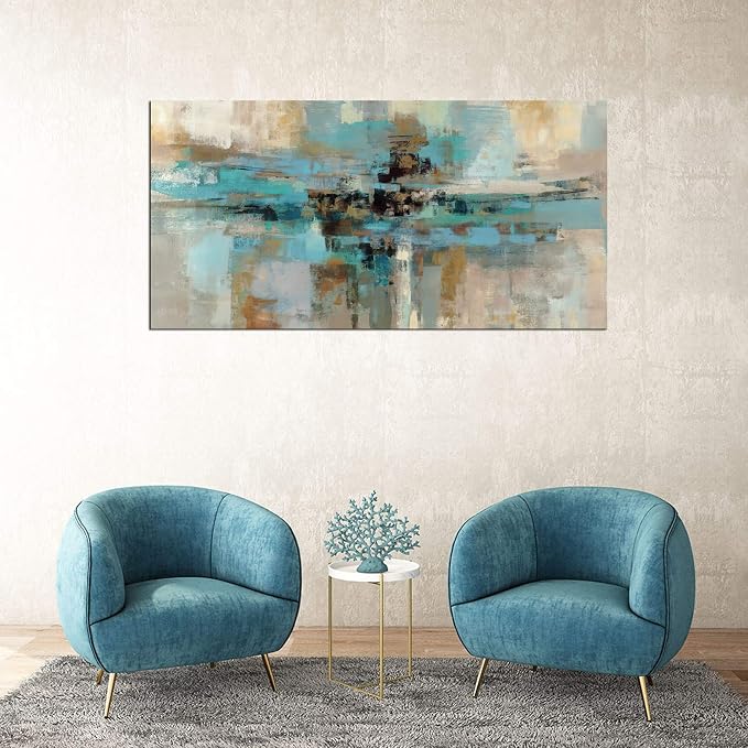 DZL Art A74775 Canvas Prints Abstract Wall Art Print Paintings Blue and Brown - Image 5