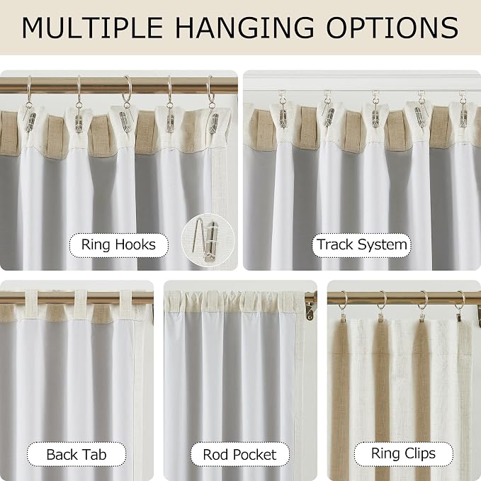 Vision Home Natural Linen Full Blackout Curtains - Image 4