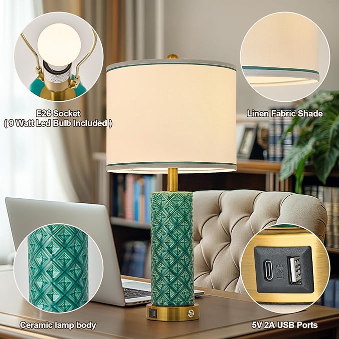 Set of 2 Table Lamp for Living Room Bedroom Farmhouse - Image 5