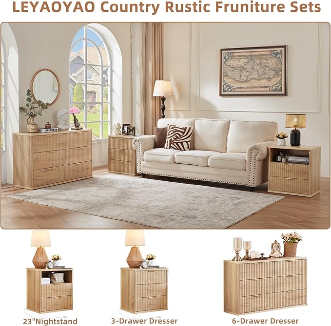 LEYAOYAO Fluted Farmhouse Nightstand Set of 2 - Image 4