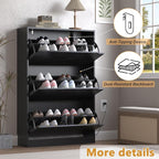 Shoe Cabinet with Odor Control and Back Panels, Deodorizing Slim 3-Flip Shoe - Image 6