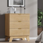 Fluted 3 Drawer Dresser, 30.3" Tall Compact Modern Boho Chest of Drawers - Image 7