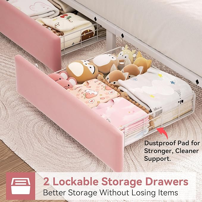 Twin Upholstered LED Bed Frame - Image 4