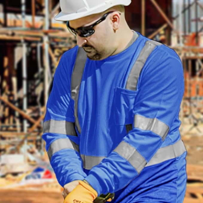 AYKRM Safety T Shirt Reflective High Visibility hi vis Long Sleeve T Shirt - Image 4