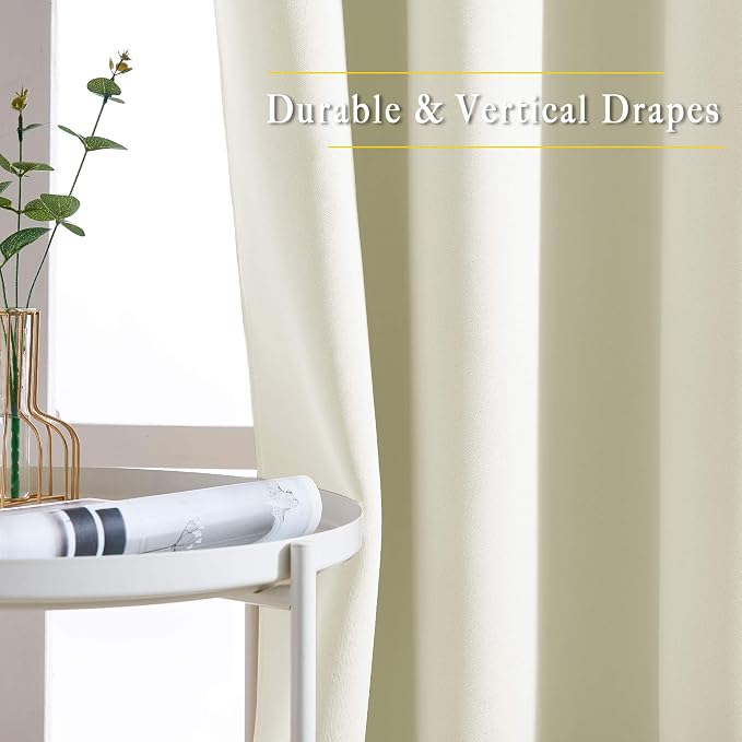 NICETOWN Room Darkening Beige Curtains 102 inches Long 2 Panels, Grommet - Image 5