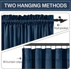 StangH Rod Pocket Velvet Curtains 90 inches Long Navy Blue Blackout Thermal - Image 3