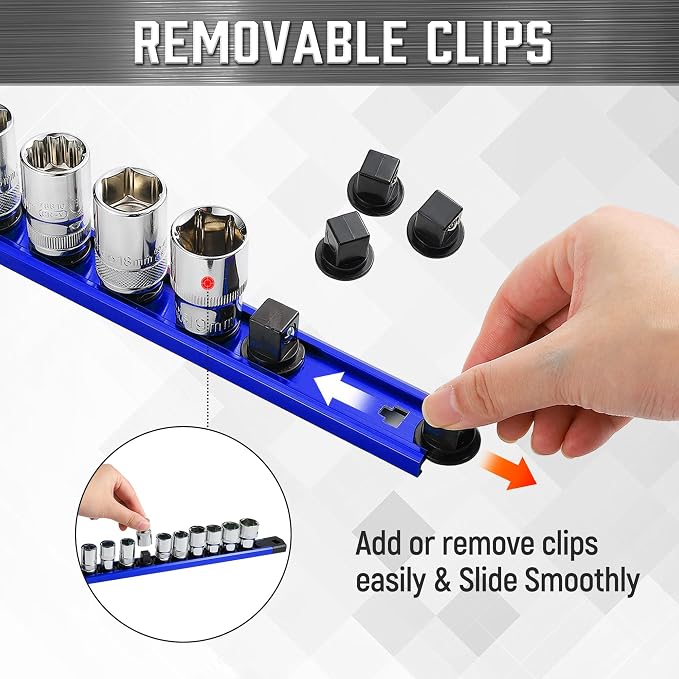 ALOANES 1/4-Inch Drive Magnetic Socket Organizer, Heavy Duty Aluminum Socket - Image 4