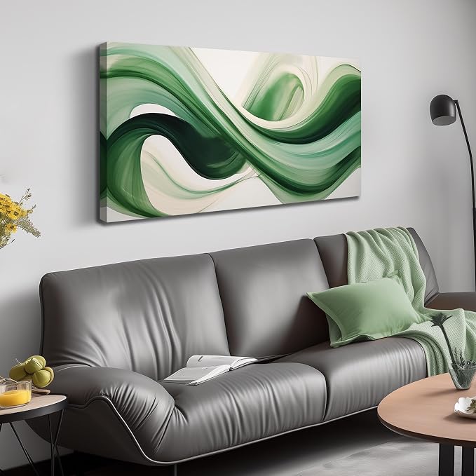 JuhaiArt Green Wall Art for Bedroom White Wall Decor 24"x 48" in Wall Paintings by JuhaiArt