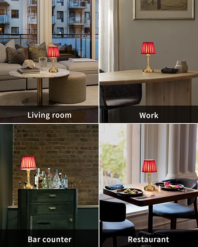 KDG Cordless Portables Table Lamp Set of 2, LED Fabric Shade Small Desk Lamps - Image 6