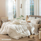 MooMee Striped Duvet Cover Set 100% Washed Cotton Linen Like Textured - Image 2