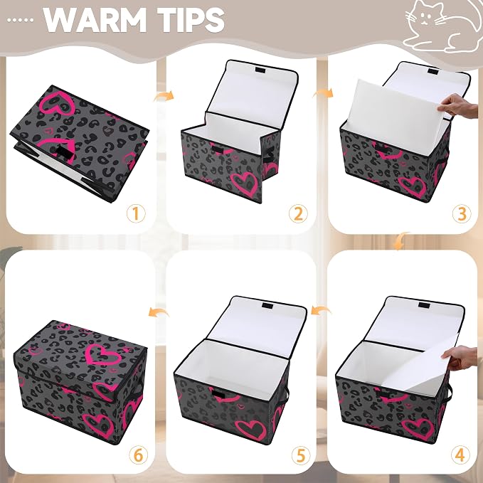 Stackable Storage Bins with Lids, Closet Organizers Fabric Box - Image 4