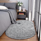 Noahas Fluffy Grey Rugs for Bedroom Living Room, 2.6'X5.3' Oval Throw Rug for - Image 3