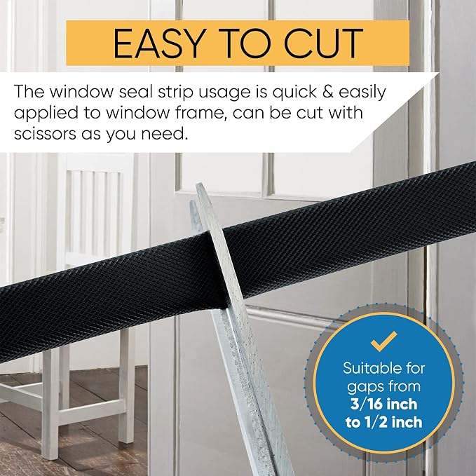 Adhesive V Shape Weatherstrip, Weather Stripping Door Seal Strip Foam Door - Image 7