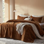 LEAONME Velvet Quilt Oversized California King-120''x120'', Lightweight Caramel - Image 2