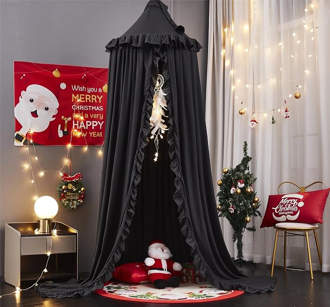 VETHIN Bed Canopy for Girls, Princess Round Dome Dreamy Mosquito Net Bedding - Image 6