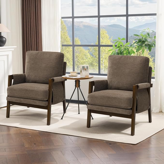 Dark Brown Accent Chair for Bedroom & Living Room, Mid Century Modern Accent - Image 9