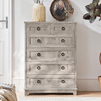 6 Drawer Dressers & Chest of Drawers, Farmhouse Vintage Oak Dresser - Image 6