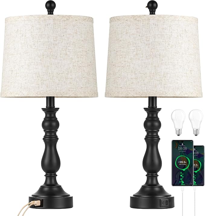 23'' Farmhouse Table Lamps for Living Room Set of 2 - Image 7