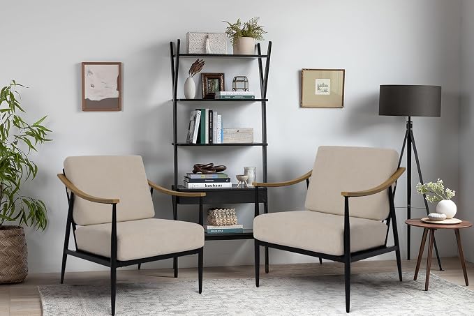 Modern Accent Chairs Set of 2 for Living Room Bedroom Mid Century Arm Chairs - Image 7