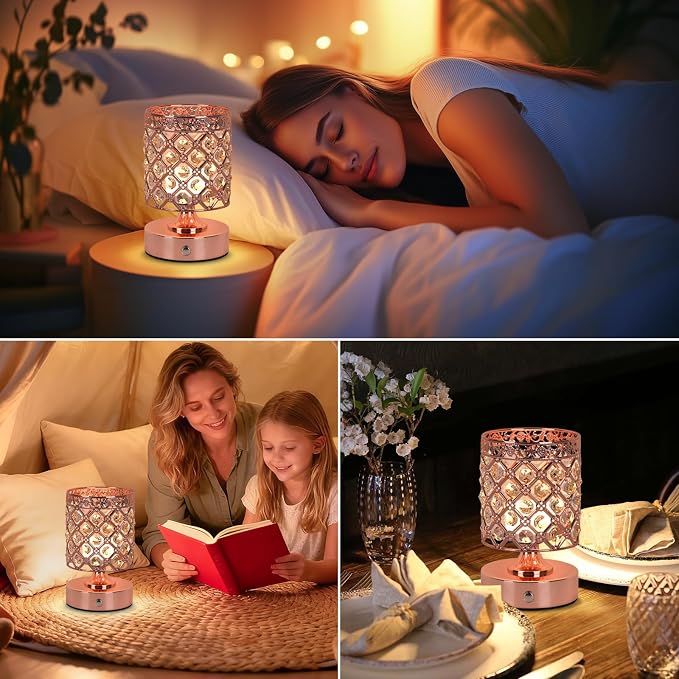 TOBUSA Crystal Rechargeable Cordless Table Lamps Set of 2, Wireless Lamps - Image 7