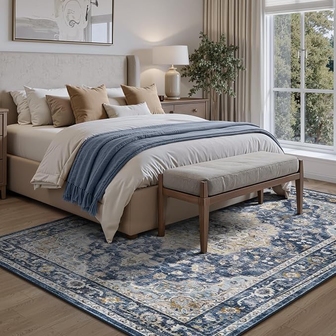 PADOOR 8X10 Area Rug, Rugs for Living Room, Soft Blue Rugs for Bedroom - Image 4