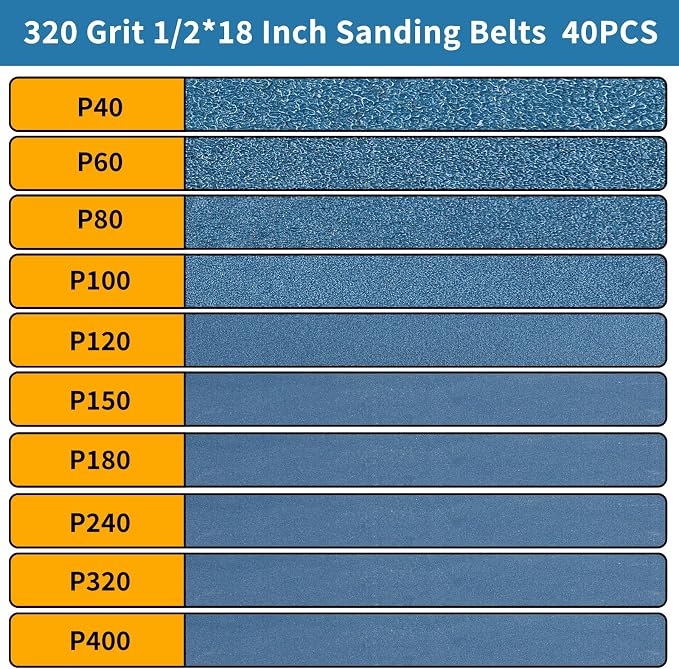 40-Piece 1/2 x 18 Inch 320 Grit Zirconia Sanding Belts, Heavy Duty Long-lasting - Image 7