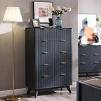 T4TREAM Fluted 5 Drawers Dresser, Curved Profile Design, Wood Drawer Organizer - Image 3