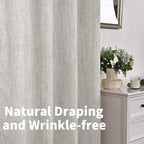 YoungsTex Light Grey Linen Curtains 68 Inch Length - Image 7
