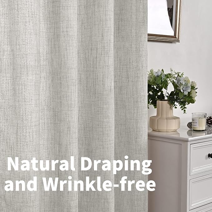 YoungsTex Light Grey Linen Curtains 68 Inch Length - Image 7