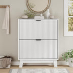 Shoe Cabinet with 2 Flip Drawers, Hidden Slim Wooden Shoe Rack Cabinet - Image 7