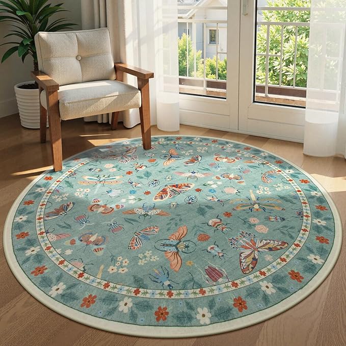 Lahome Insect Washable Round Area Rug, Soft Round Rugs 6ft Ultra-Thin Non-Slip by Lahome