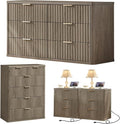 LEYAOYAO Fluted Dressers & Nightstand Set of 4, Wood 48" Wide Dresser & 42" by LEYAOYAO-Findtheshiningpointofyourideallife%EF%BC%81
