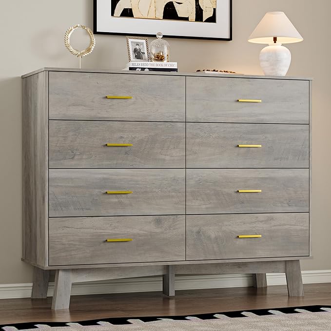 Dresser for Bedroom with 8-Drawer, X-Shape Base & Adjustable Center Leg - Image 7