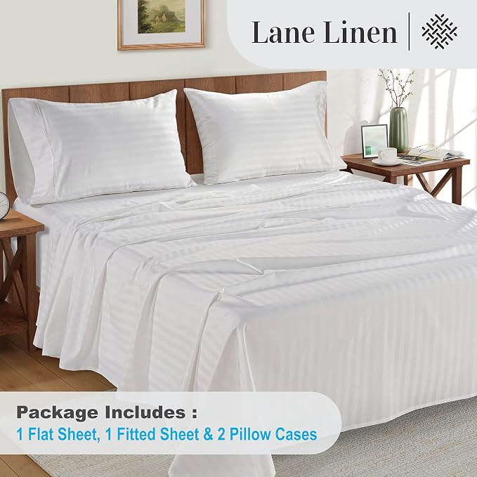 Lane Linen White Queen Sheet Set - Image 5