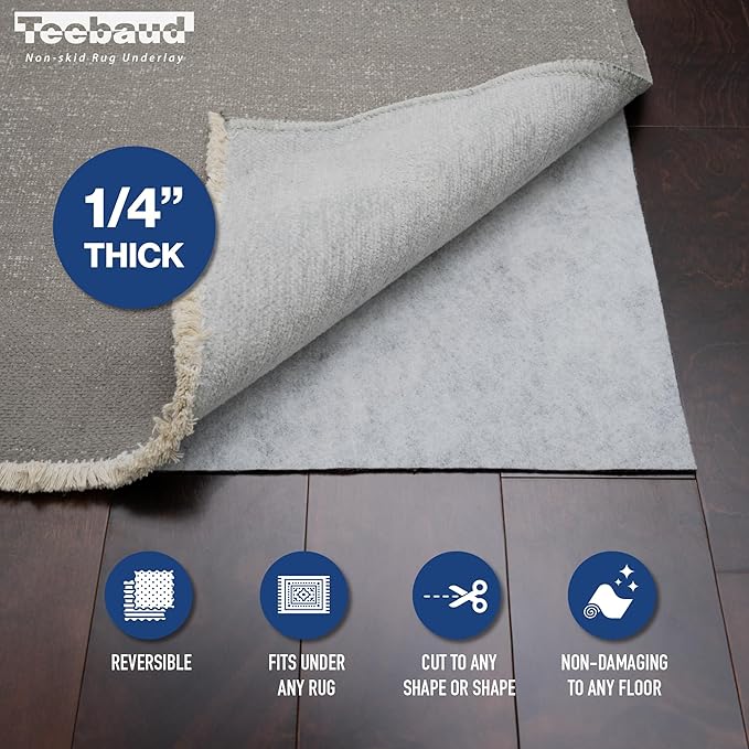4' x 6' Non-Slip Rug Pad, Reversible Gripper, Non Skid Pads - Image 4
