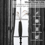 SMILETIME Grey Crushed Velvet Curtains 52x84 inch Luxurious Thermal Insulated - Image 4