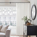 Beige White Pinch Pleated Extra Wide Curtain Panels 90 Inches Long 100 Wide by Twodrapes