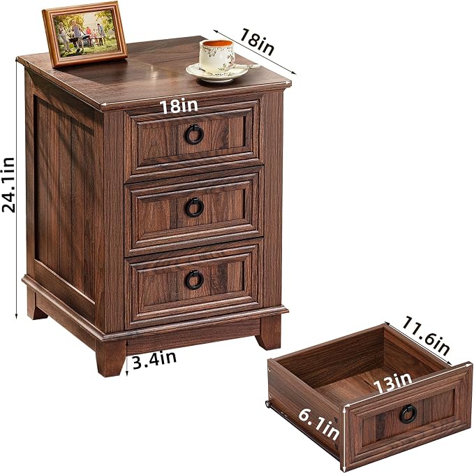 Farmhouse Night Stand Set of 2, Dresser - Image 3