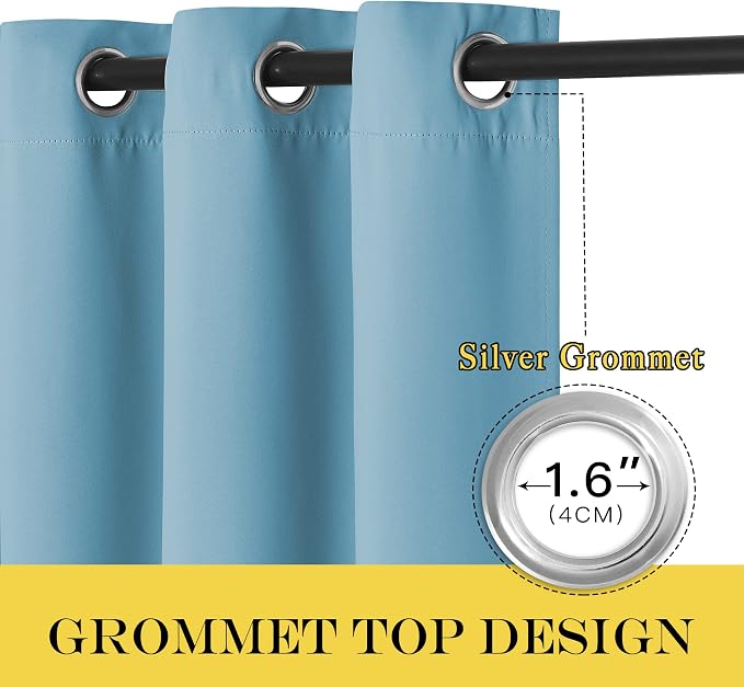 NICETOWN Teal Blue Blackout Curtains 84 inch Length, Grommet Top Room Darkening - Image 6