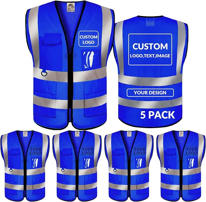 BeautyWill Custom Safety Vest Logo Class 2 High Visibility Reflevtive Vest by BeautyWill