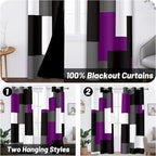 Purple 100% Blackout Curtains for Bedroom 63 inch Length 2 Panels Set Black - Image 2