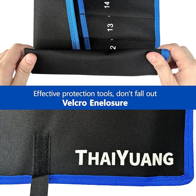 3-Pieces Roll Up Wrench Pouch Metric & SAE, Heavy Duty Canvas Tool Wrench - Image 5