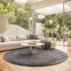 Ophanie Round Rug 7Ft Grey Circle Area Rugs, Large Fluffy Fuzzy Living Room - Image 5