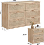LEYAOYAO Rattan Dresser and Nightstand Set of 2, Boho Wood Dresser - Image 3