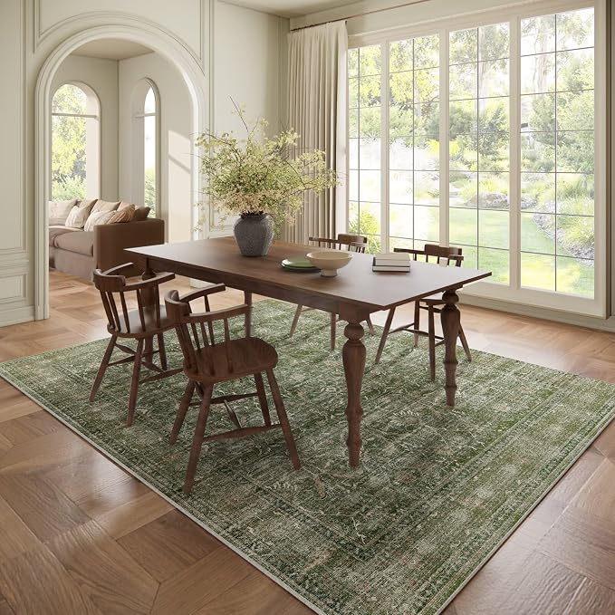 Washable 6x9 Area Rugs for Living Room, Boho Non-Slip Vintage Distress Large - Image 3