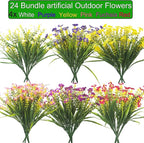 24 Bundles Artificial Faux Flowers Outdoor Plants - Image 2
