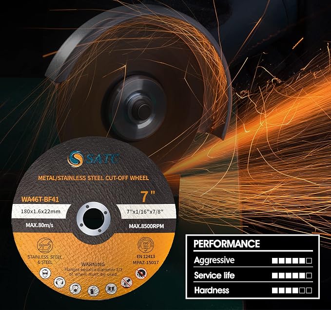 S SATC 7" Cutting Wheel 25 PCS Metal Cutting Blade 7 x 1/16 x 7/8 inch Cutting - Image 5