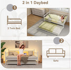 GarveeHome Daybed with Trundle, Metal Twin Trundle Bed with Charging Station & - Image 6