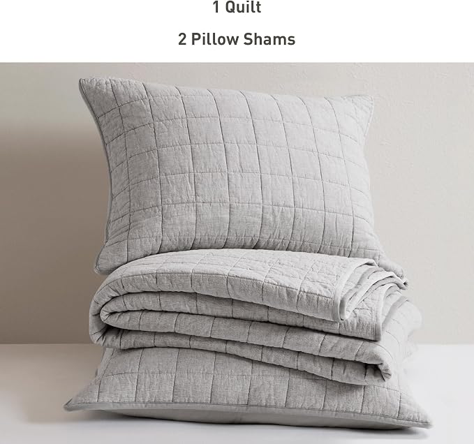 Hyde Lane Luxury Linen Quilt Set Queen Size, Organic European Flax Cotton Blend - Image 5