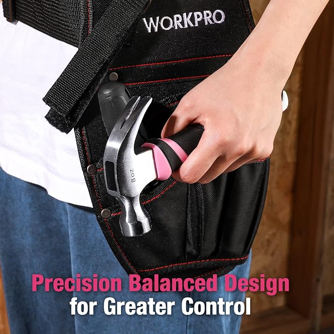 WORKPRO 8 oz Claw Hammer with Fiberglass Handle, All Purpose Hammer with Forged - Image 6